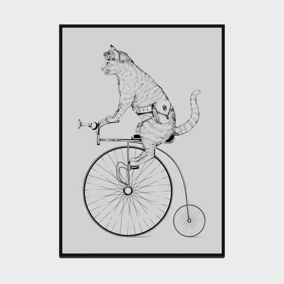 Whimsical Cat on Vintage Bicycle 3D model
