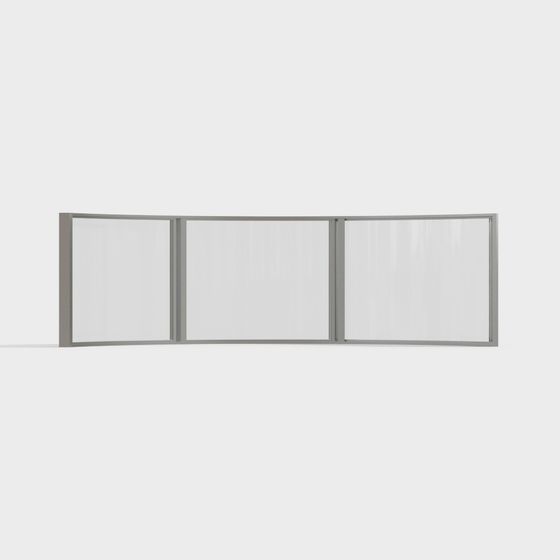 Decorative Curve Glass Window 3D Model for Interior Design