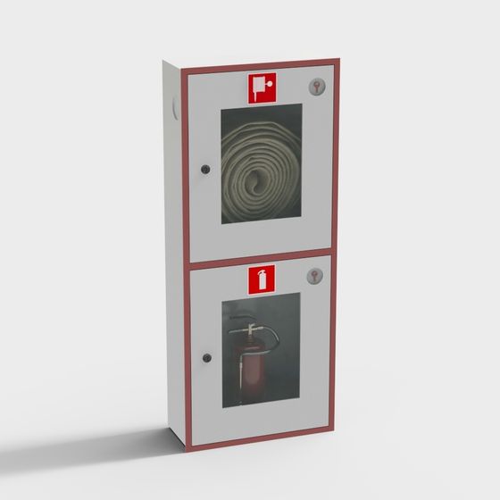 Realistic Fire Equipment Cabinet 3D model