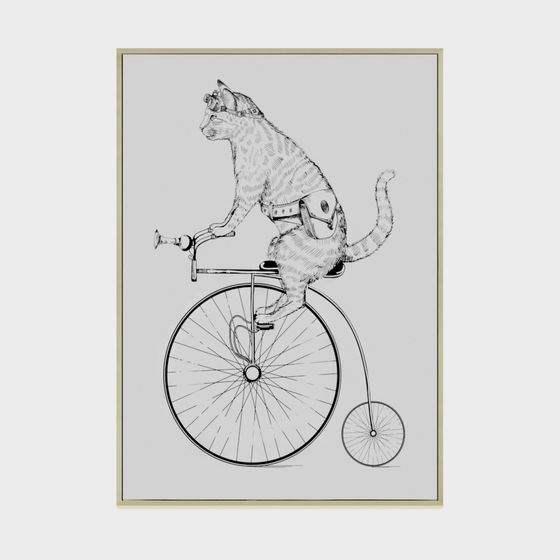 Whimsical Cat on Vintage Bicycle 3D Model