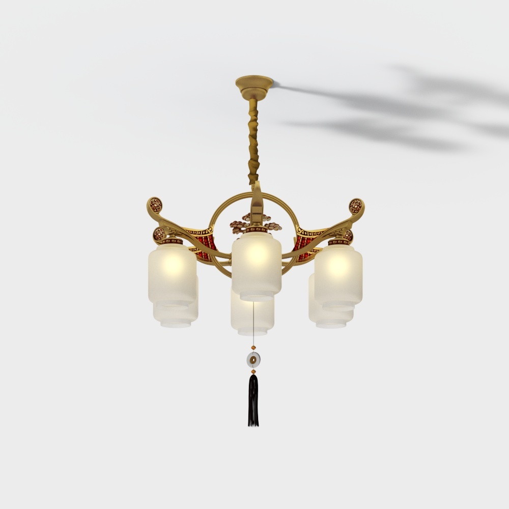 Rex Lighting New Chinese Chandelier Golden Eaves 6 heads