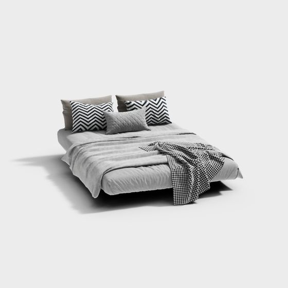 Modern Minimalistic Bed 3D model