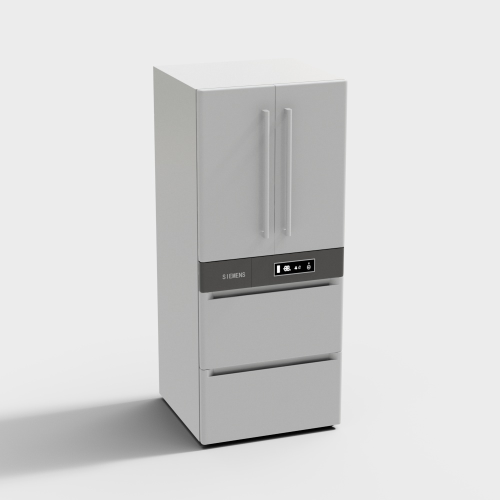 Minimalist Siemens Refrigerator 3D Model – Low-Poly White Design