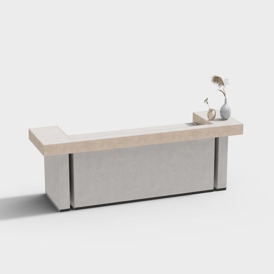 Modern Concrete Reception Desk 3D model