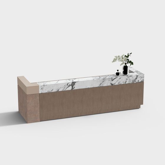 Minimalist Marble Countertop Bar 3D model