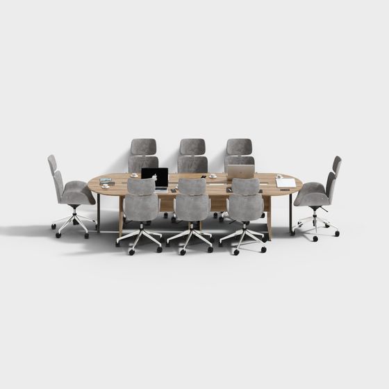 Modern Conference Table and Chair Set 3D model