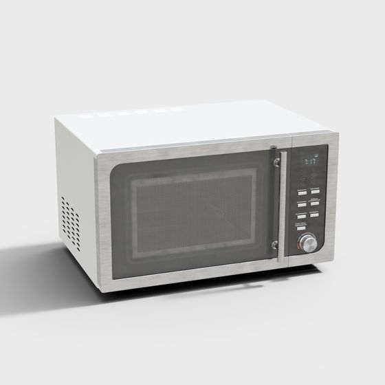 Modern Kitchen 3D Model with Microwave for Functional Spaces