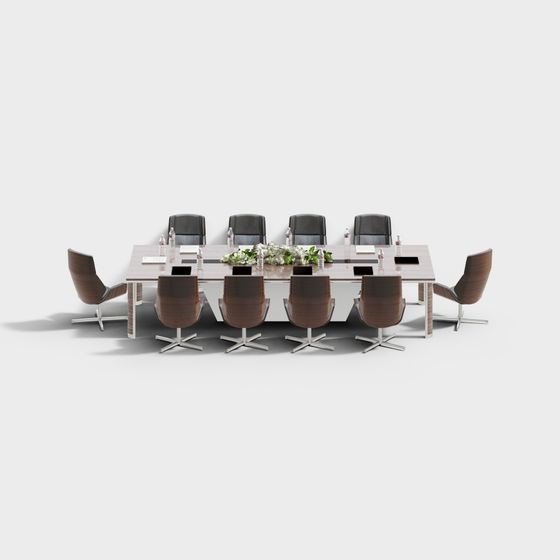 Stylish Conference Table and Chairs 3D model