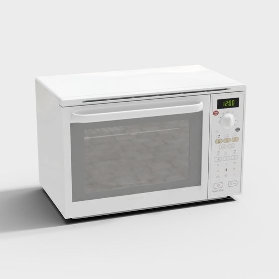 Modern Kitchen 3D Model with Microwave