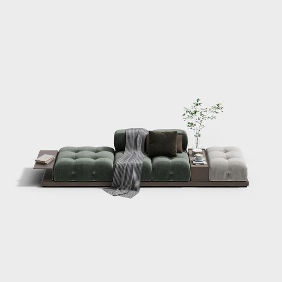 Stylish Velvet Sofa 3D Model for Modern Interiors