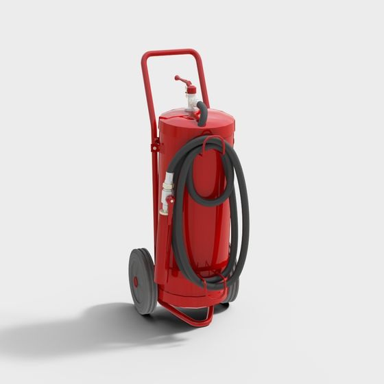 Modern Fire Extinguisher 3D Model in Red and Earth Color