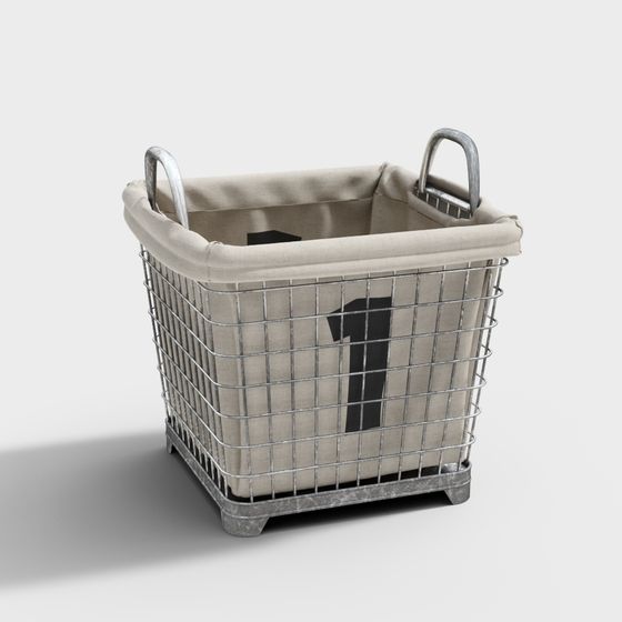 Stylish Vintage Shopping Basket 3D model