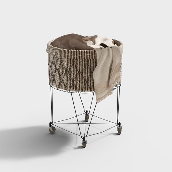 Mobile Woven Basket 3D model for Modern Interiors