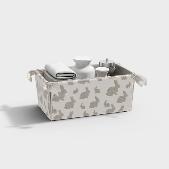 Rabbit Storage Basket Low-Poly 3D model for Creative Projects