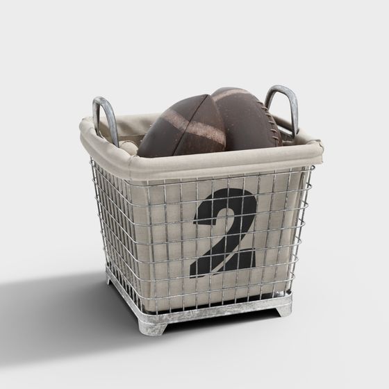 Gray Kids Storage Basket 3D Model (4)