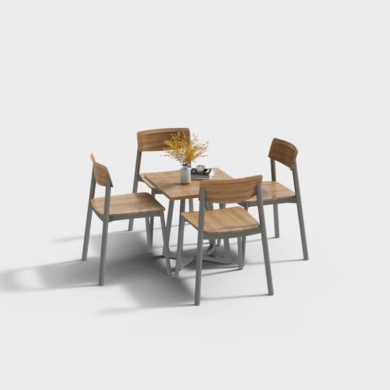 Stylish Dining Table and Chair Set 3D model for Contemporary Spaces