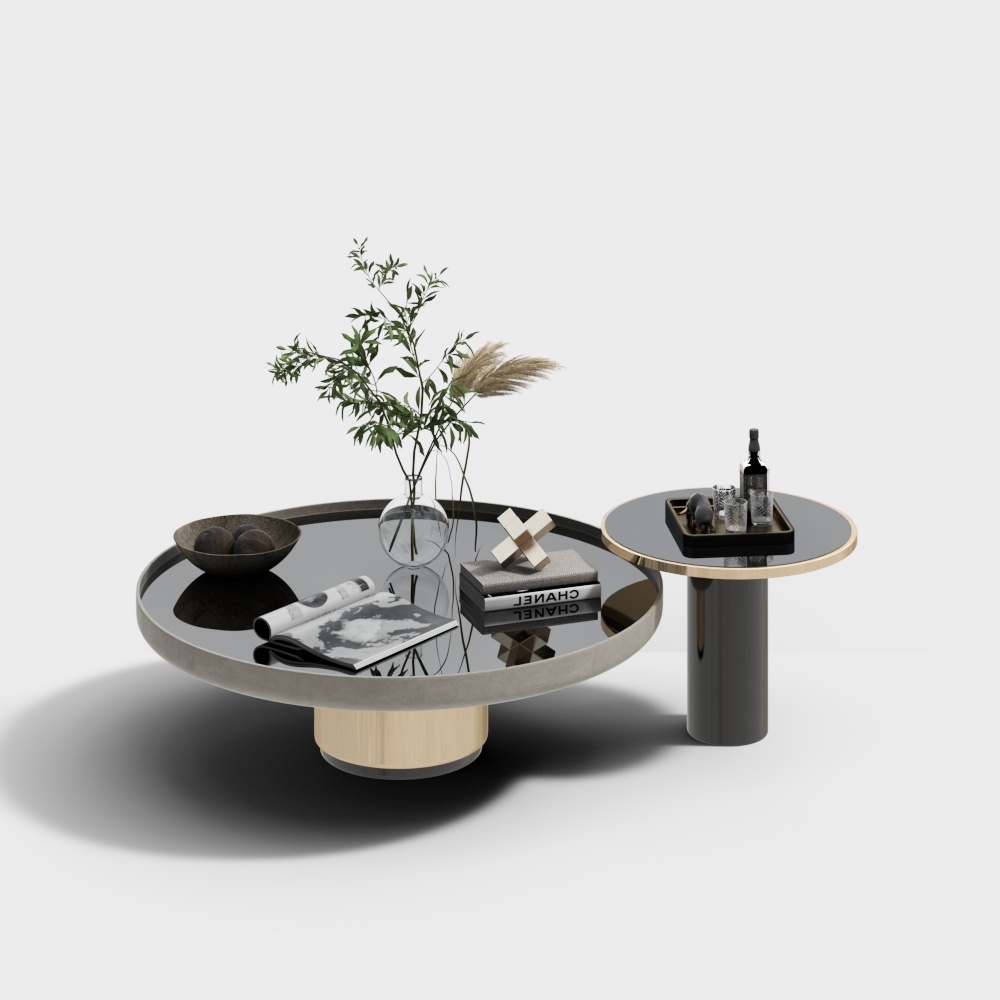 Modern Urban Living Room Side Table 3D Model – Reflective Surface