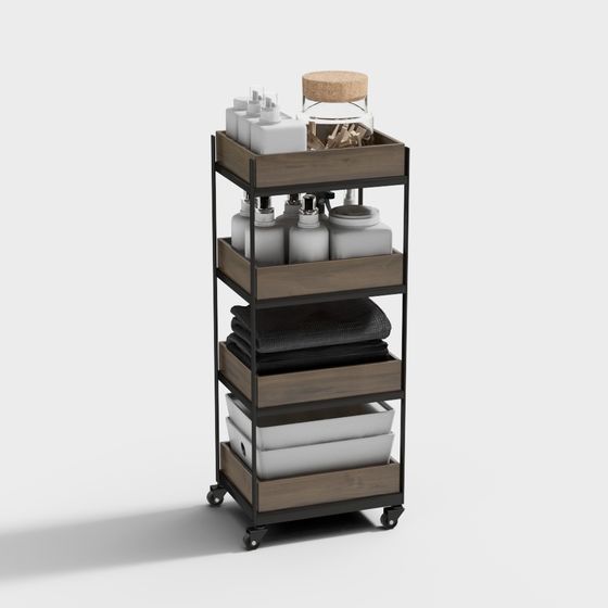 Elegant Minimalist Mobile Storage Cart 3D model