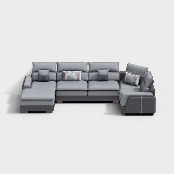Modern U-Shape Couch 3D Model for Social Spaces