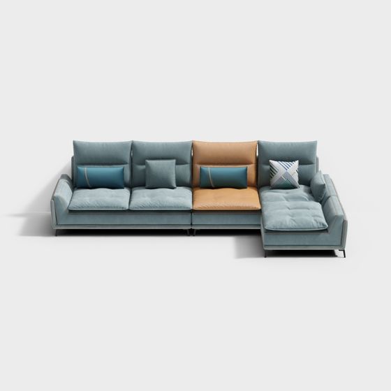 Stylish Modern Sofa 3D model for Cozy Spaces
