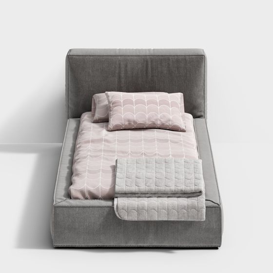 Elegant Low-Polygon Bed 3D model for Modern Interiors