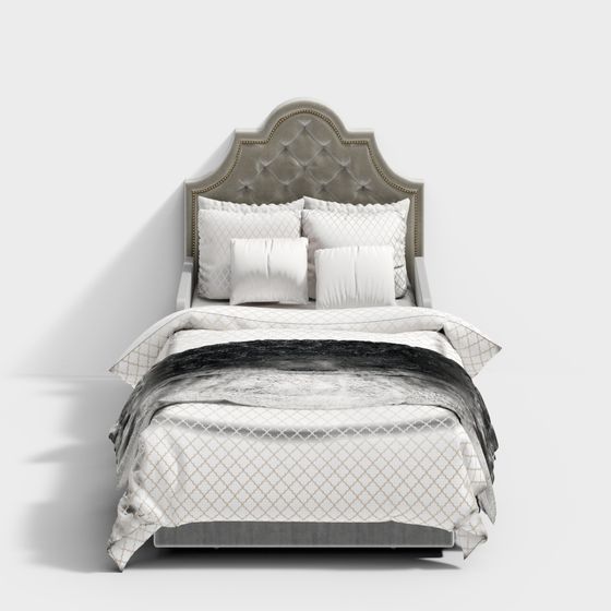 Elegant Low-Polygon Bed 3D model for Modern Interiors