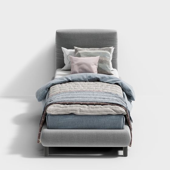 모던 프리미엄 그레이 아동용 싱글 침대