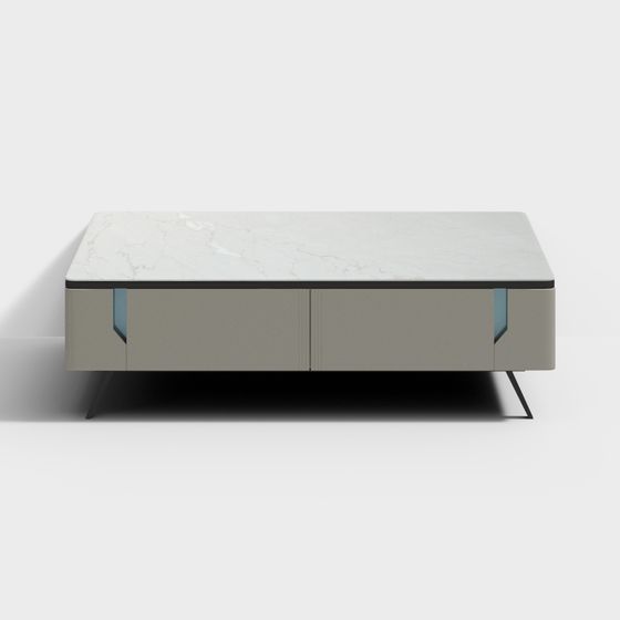 Urban Coffee Table 3D Model – Marble and Metal Design