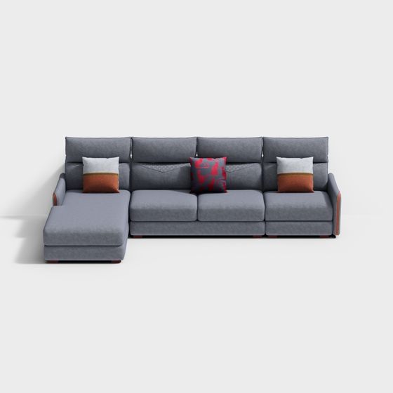 L-Shaped Couch 3D Model in Modern Style