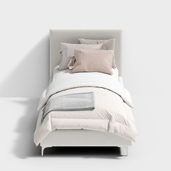 Elegant Low-Polygon Bed 3D model