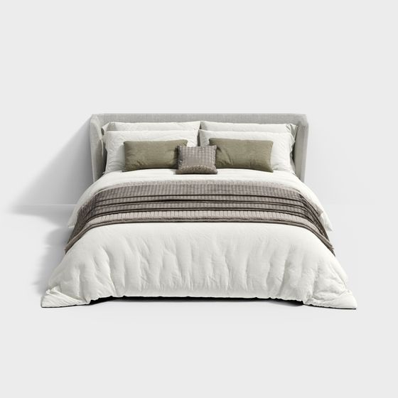 Sleek Contemporary Bed 3D model for Interior Spaces
