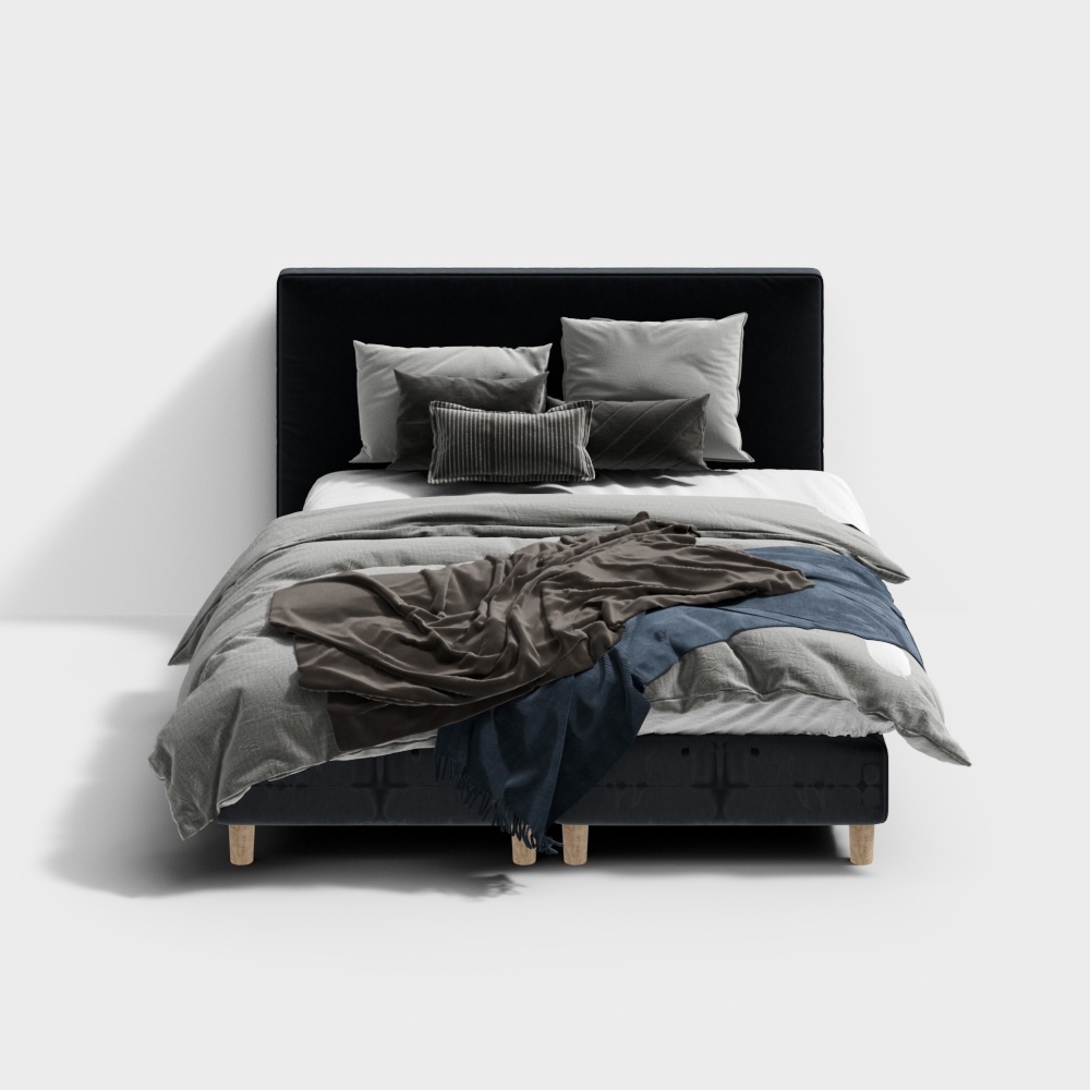 Cama Doble Minimalista Moderna de Dormitorio