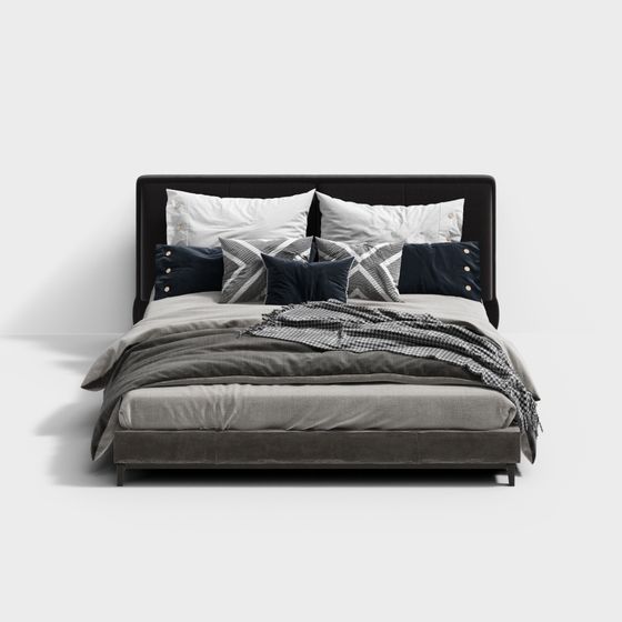 Elegant Modern Bed 3D model for Stylish Interiors