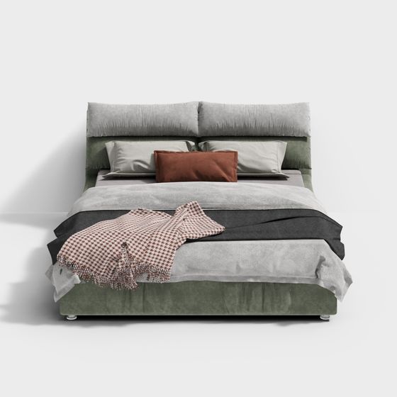 Elegant Modern Bed 3D Model for Home Design