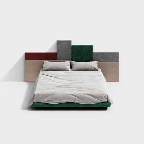 Contemporary Low-Poly Bed 3D Model for Artistic Spaces