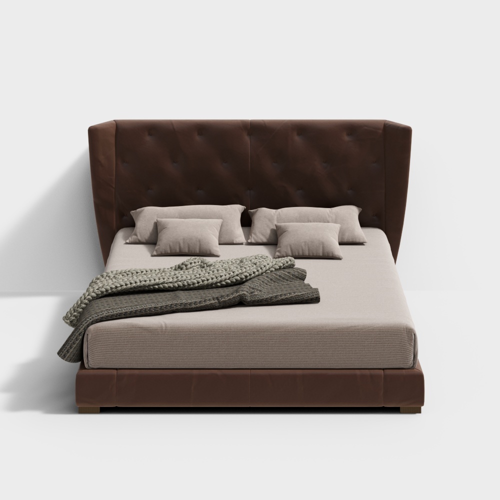 Italian oak Modern Double Bed