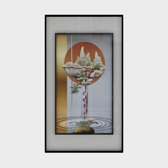 Water Dream 3D Model: A Low-Poly Fantasy Mountain