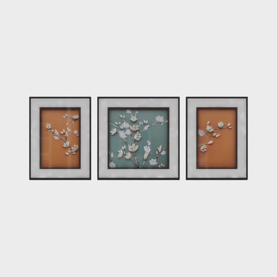 Charming Floral Wall Art 3D model for Creative Spaces