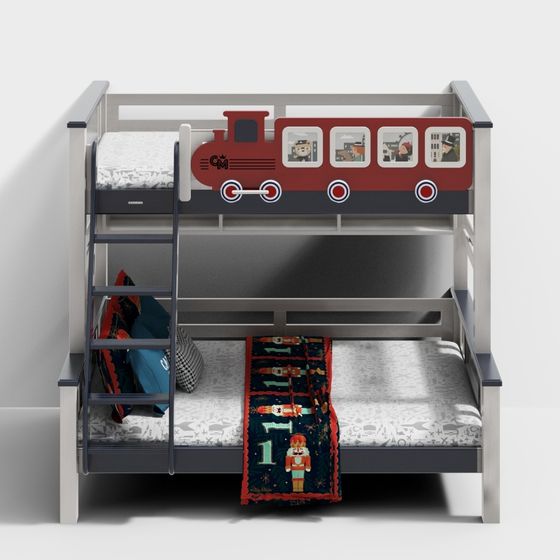 Train Dreamer 3D model - Whimsical Bunk Bed Design