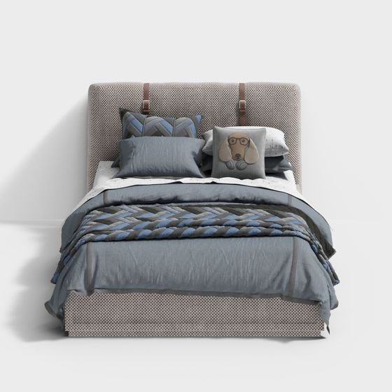 Elegant Low-Poly Bed 3D model for Modern Interiors