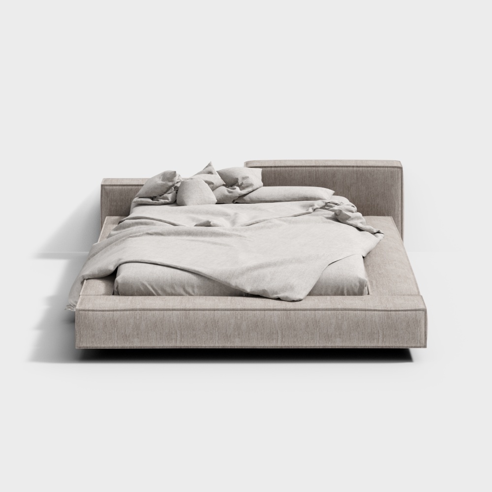 Cozy Minimalist Bed 3D model for Modern Interiors