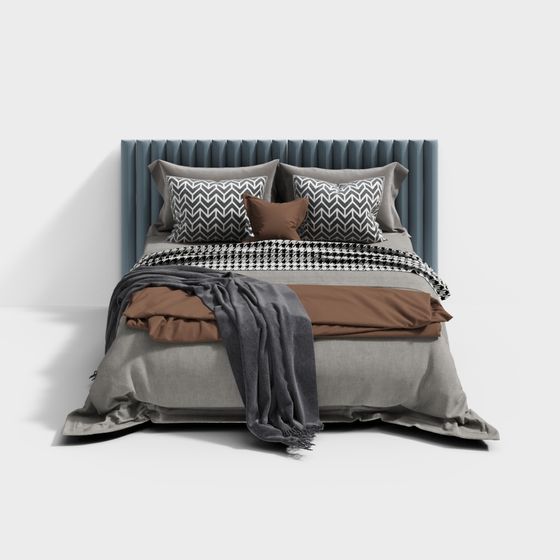 Stylish Low-Polygon Bed 3D model for Cozy Spaces