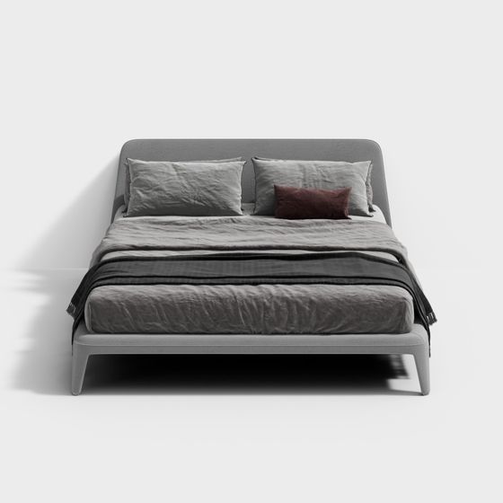 Stylish Low-Poly Bed 3D Model for Contemporary Homes