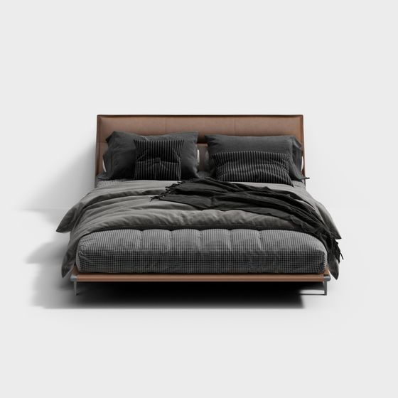 Affordable Luxury Double Bed 3D Model in Orange