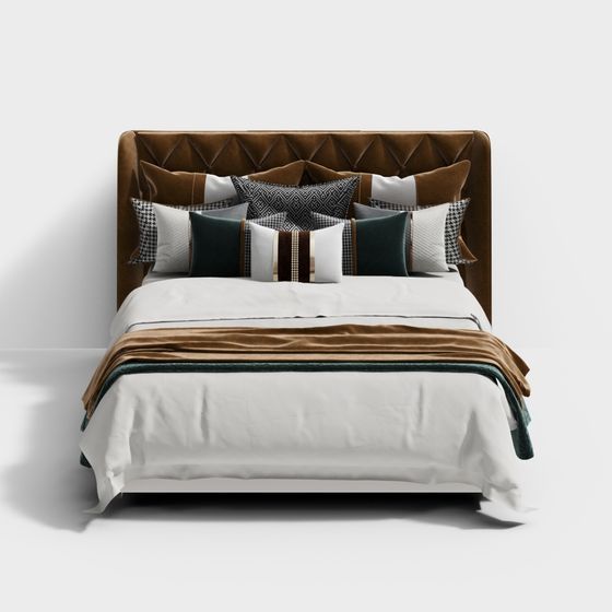 Stylish Low-Poly Bed 3D model for Modern Spaces