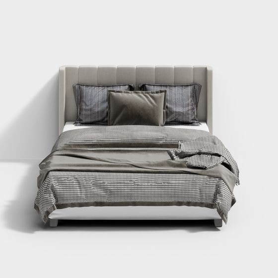Elegant Low-Polygon Bed 3D Model for Modern Interiors