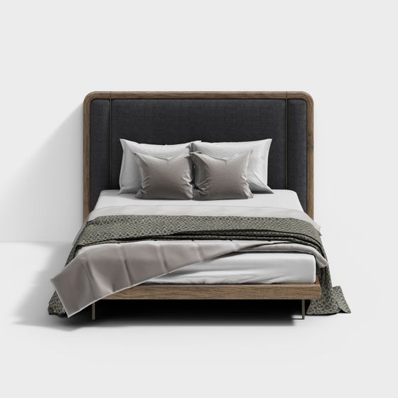 Elegant Low Polygon Bed Frame 3D model