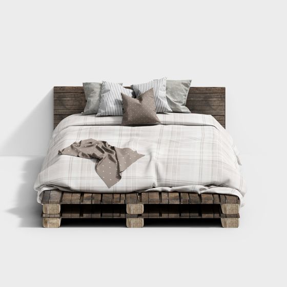 Artistic Low-Polygon Bed Frame 3D model