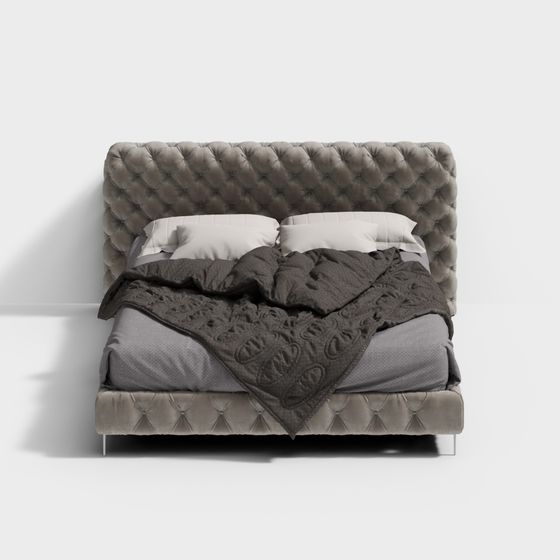 Tufted Velvet Bed 3D model
