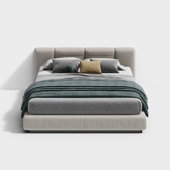 Phòng ngủ hiện đại Giường đôi màu xám